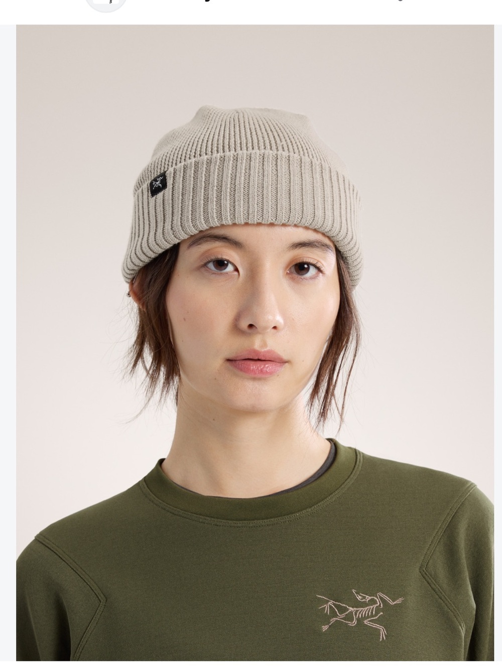 Arc'teryx Women's Cream Ribbed Mallow Toque in the Rune wool blend